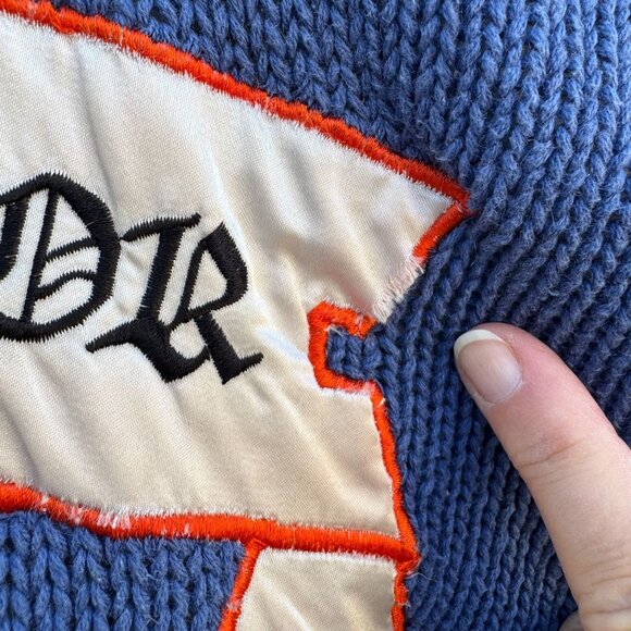 NO! Jeans Vintage 90s 80s Embroidered Knit Linen Cardigan House Of Windsor Crest - Picture 6 of 15